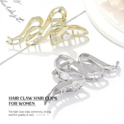 Metal wave pearl hair clip