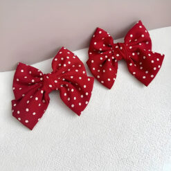 Red Polka Dot Bow Duckbill Clip