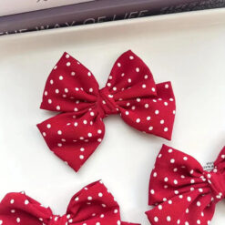 Red Polka Dot Bow Duckbill Clip 2 (3)