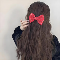 Red Polka Dot Bow Duckbill Clip