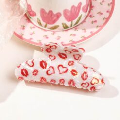 red heart hair clips